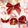 24 Pieces Christmas Tree Bows with Bells 3.5 Inch Small