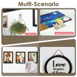 Upgraded Stainless Picture Hangers Common-Demand, Metal Heavy Duty No Tools Damage-Free Picture Frame Hanging Hardware Kit for Wall Paint Photos, Ornamental Stronger Load-Bearing (4)