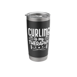 Winter Sport Curling Stone Curling Is My Therapy Stainless Steel Insulated Tumbler