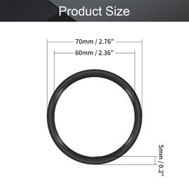Othmro 5pcs O-Rings Seal Rubber Washer, 70mm OD 60mm ID 5mm Width, Nitrile Rubber Sealing Gasket Rings, Washers Seal & Auto Quick Repair