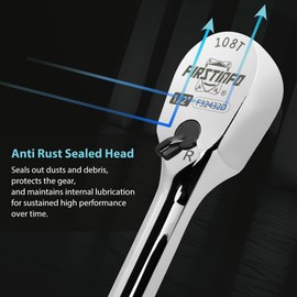 FIRSTINFO F32432D 1/2" Drive Ratchet Handle Wrench 108-Tooth Sealed Head Design Stubby Ratchet Handle Reversible