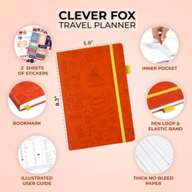 Clever Fox Travel Journal - Holiday Planner with Budget Plan, Packing List, Expenses Tracker & Travel Journal - Travel Itinerary Organiser for Women, Men & Couples - A5 Size, Orange