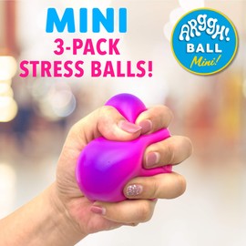 Power Your Fun Arggh Mini Stress Balls for Adults and Kids - 3pk Squishy Stress Balls, Color Changing Resistance Fidget Toys, Sensory Stress Relief Squeeze Toys Squishy Toy (Yellow, Pink, Blue)