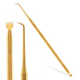 EKYSSO 2 PCS Lash Lift Perm Tool, Eyelash Lift and Tint Tool, Lash Separator Tool with Separating Comb, Eyelash Lift Perm Applicator, Lash Perming Brush, Lash Lift Supplies (Golden Color)