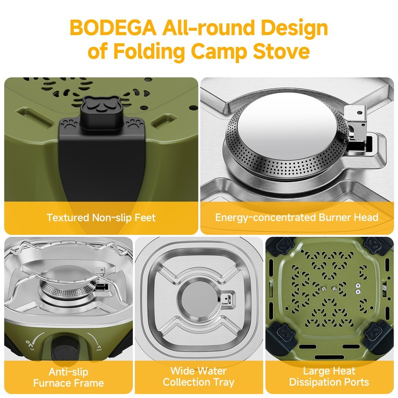 2 Burner Camping Stove,20000 BTU Foldable Propane Camp Stove with