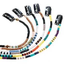 minihope 21 Inch Bright Spacer Bead Hairpieces Set Hair Wrap Boho Plastic Disc Stackable Tassels Hair Clips With Retro Silver Plated Charm Crazy Hair Accessories For Grils And Women 6 Style Mixed Desi