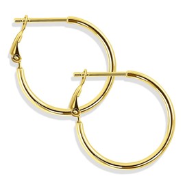 Elegant jewellery, gold hoop earrings, 925 sterling silver, various colours, 2 sizes, Gold-Plated Silver