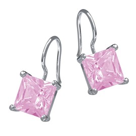 Vinani OH3P Square Pink Cubic Zirconia Earrings 925 Sterling Silver, Cubic Zirconia, Cubic Zirconia