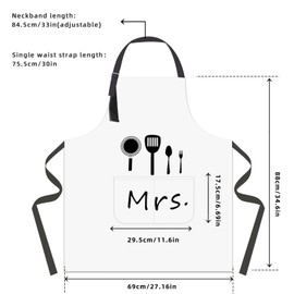 ETLEE Mr. & Mrs. Couple Aprons Set（2PCS） Adjustable Kitchen Cooking Bib Apron Wedding Anniversary Engagement Bridal Shower Gift For Couples and Newlyweds