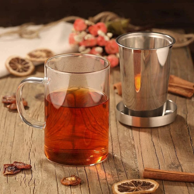 ecooe 16.9 Oz Borosilicate Glass Tea Mug Cup Tea Glasses