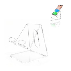 Acrylic Phone Stand - Crystal Clear Cell Phone Desk Holder for Phone & Tablets - Sturdy Desktop Organizer & Modern Office Decor Accessories