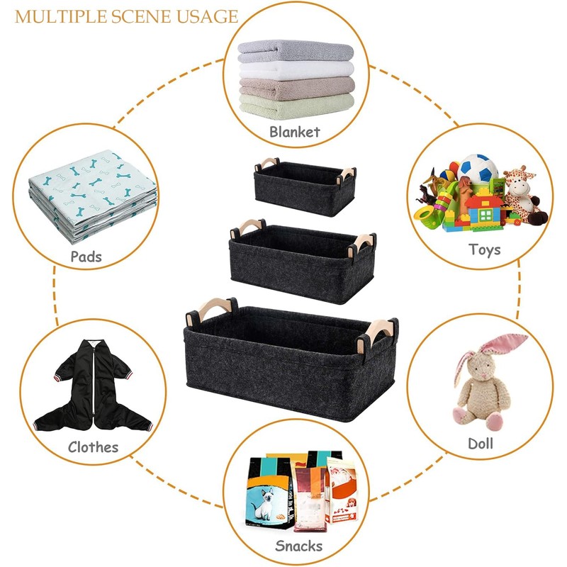WLHFDC Felt Basket Storage, Storage Box, Felt Basket, Small Thickened