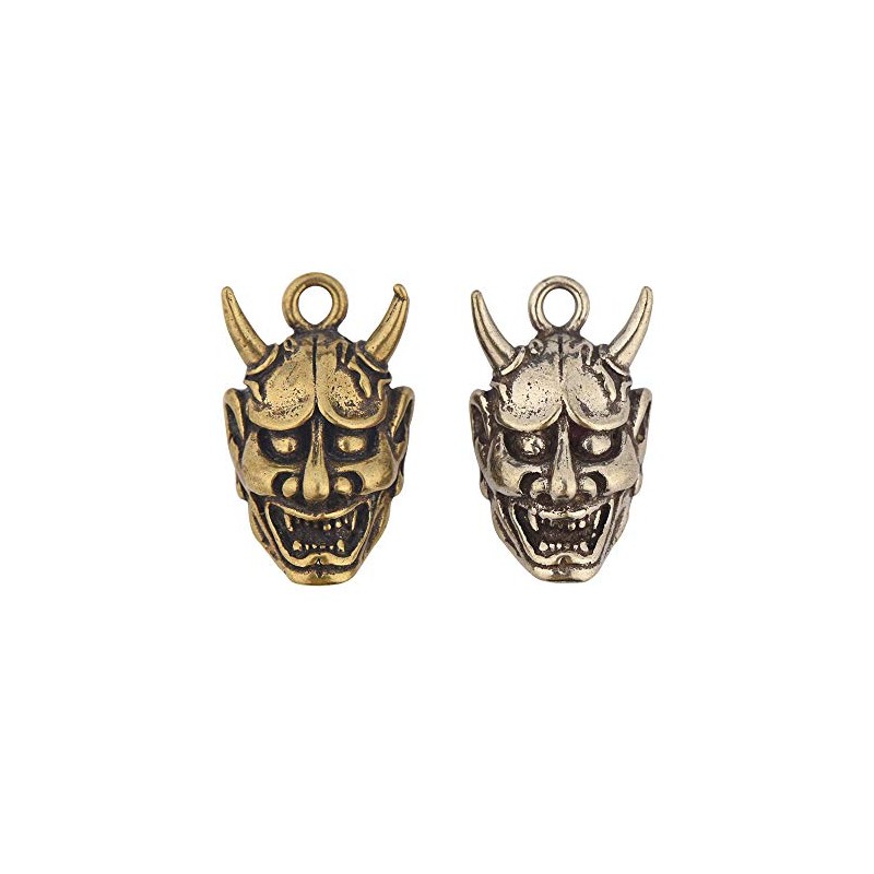Brass Charm Evil Oni NOH Hannya Buddhist Mask Handmade Pendant