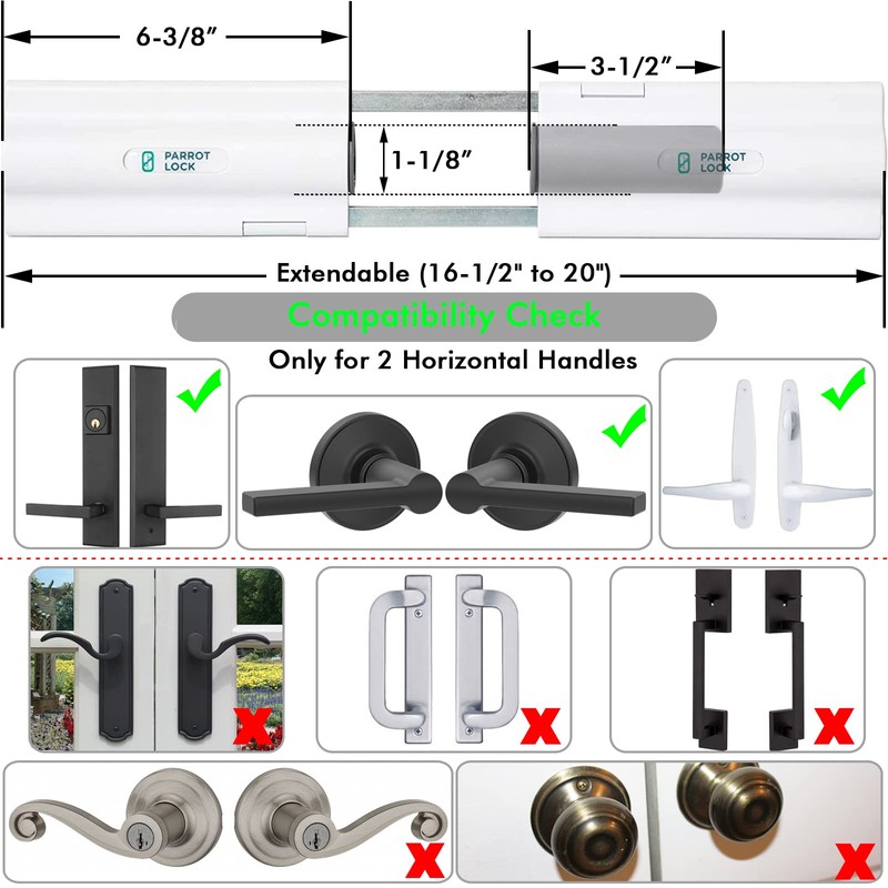 French Patio Door Security Lock for Straight Double Hinged Swing