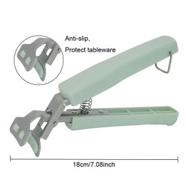 Lc.Courage Hot Plate Gripper,Stainless Steel Bowl Clip,Kitchen Tongs Bowl Dish Pan Clip Anti-scalding 3-Pack (Light-Green)