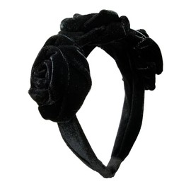 Alpenflüstern ADV146 Costume Headband Velvet Flowers Women's Hair Accessories Non-Slip Headband for Dirndl (Black)