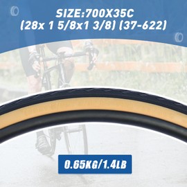 WEEROCK 700C Bike Tire 2 Pack 700 X 35C Gravel Bicycle Tires for Road Bicycle Brown Wall Foldable Replacement Tyres