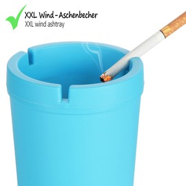 com-four® 2 x XXL Outdoor Ashtrays – Wind Ashtray – Storm Ashtray with Lid – Car Ashtray, Diameter 10 cm (Green + Blue)