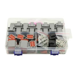 181PCS Deutsch DT Connector Kit,8 Set 8 Pin Electrical Connectors,DT04-8P/DT06-8S Automobile Waterproof Connector,1011-344-0205 Black Dust Cap,16# Solid Contacts and Removal Tool (E-8 Pin 8 Set)