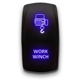 Work Winch - Blue - Laser Etched Toggle Switch 5-PIN MAintained Switch Waterproof Black Shell/ON-Off DPST Illuminated Rocker Switch for Auto Truck Boat Marine - 20A 12V/10A 24V