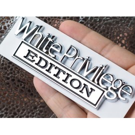2 Pack Metal White Privilege Edition Emblem Car 3D Fender Badge Decal Replacement for Universal Vehicles, Cars, Truck, SUV 2PCS