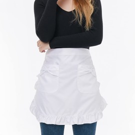 Love Potato Waist Apron with Pockets, Fashion Kitchen Cooking Restaurant Bistro Half Aprons for Girl Woman (White)