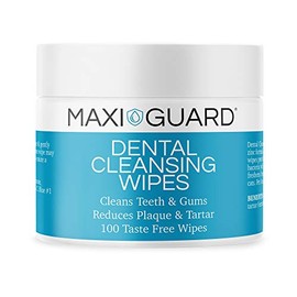 MAXI/GUARD Dental Cleansing Wipes for Dogs, Cats, Horses and Companion Animals (100 Wipes), Light Blue/White