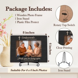 RYSMH Godparents Picture Frame, Baptism Wood Photo Frame With Stand, Birthday Christmas Mother's Day Gifts From Godchild, Appreciation Thank You Gift, Godparents Are A Blessing Frame -a02