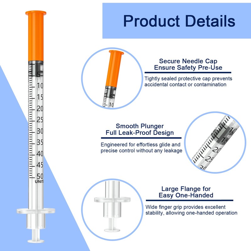 0.5ml 5/16" 30G Syringes, Disposable Individual Packaging - 100Pcs