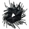 Satin Black Scrunchie Decorative Bead Tassels Large Hair Tie Accessory