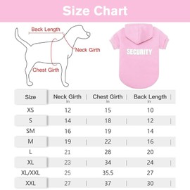 BINGPET Security Dog Hoodies Puppy Sweater Cold Weather Dog Coats Soft Brushed Fleece Pet Clothes Hooded Sweatshirt for Dog Cat Pink XL