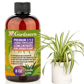 Premium Liquid Spider Plant Fertilizer - 3-1-2 Concentrate for Indoor Plants and Flowers by Gardenera | Organic Plant Food for Spider Plants - 8oz