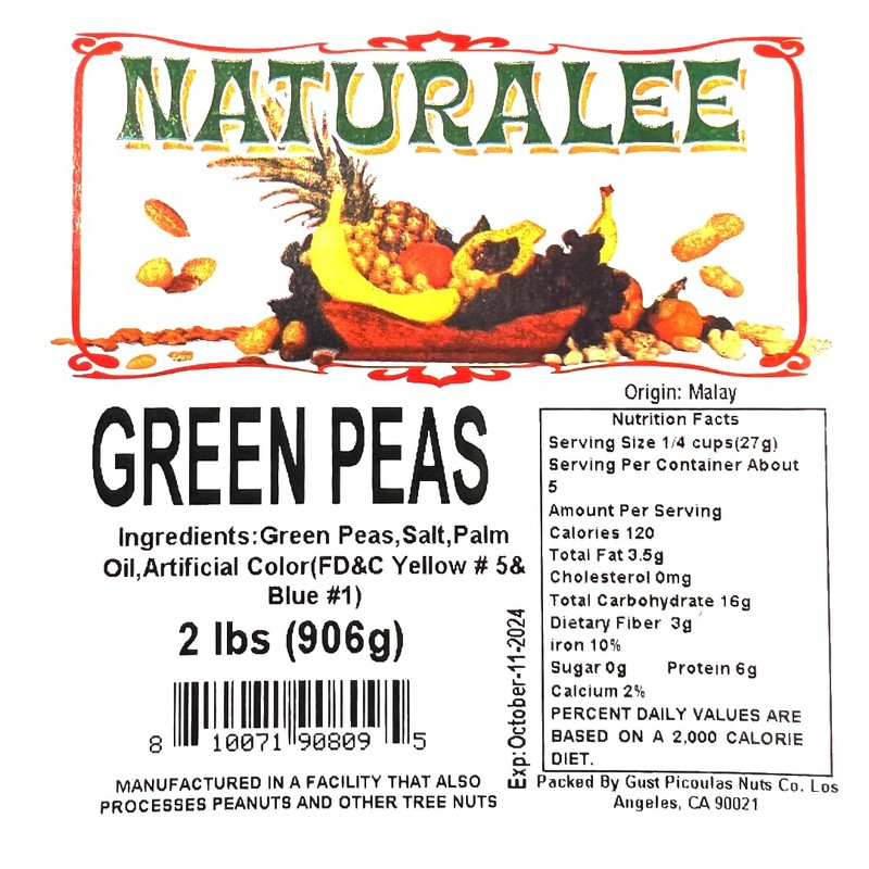 Naturalee Fried Green Peas 2 lb - Fried & Salted