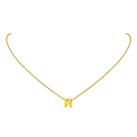 FindChic R Chain Women's Minimalist Necklaces Initial Gold Necklace with Letter