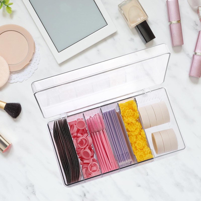 SUMTree Plastic Lash Extension Organiser Box with 6 Compartments