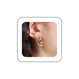 Inilbran Boho Exaggerated Human Face Earrings Vintage Abstract Geometric Face Earrings Large Face Earrings Red Amber Face Stud Earrings Jewellery for Women and Girls, Zinc