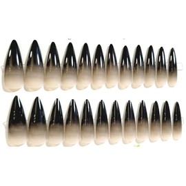 The Ombre Collection - Charcoal Glossy Stiletto Press-On Nails - 24 Pieces - Artificial Nail Kit