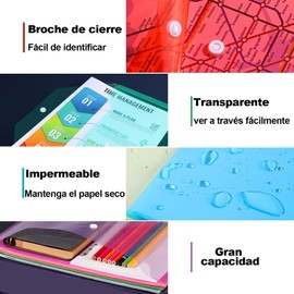 30 Piezas Carpetas Organizadoras de Documentos 32 x 23.5 cm, sobres de plástico con cierre a presión tamaño A4, Bolsa de Documentos de Plástico de PVC Resistente al agua para suministros de oficina