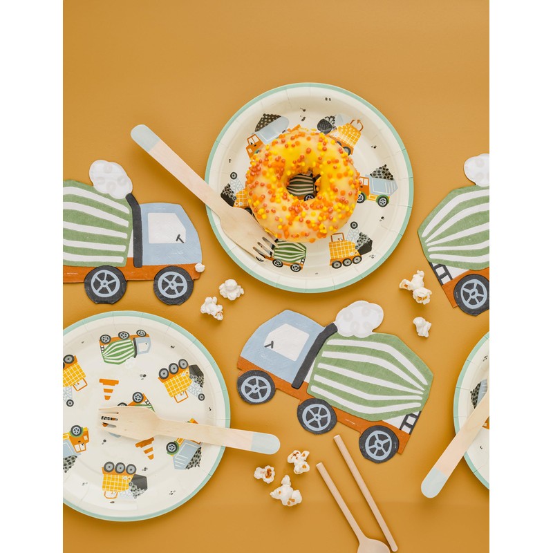 PartyDeco 20 Napkins Construction Site Concrete Mixer