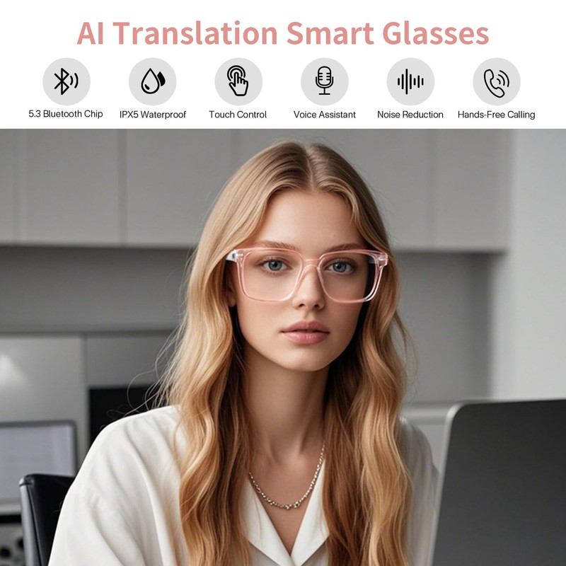 GenXenon AI Smart Glasses with Real-Time Translation, Wireless Bluetooth 5.3,