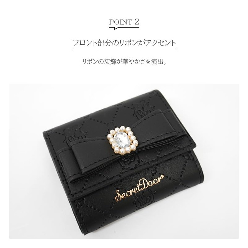Reborn Company Trifold Wallet Compact Mini Wallet, Women's, Ribbon, Box