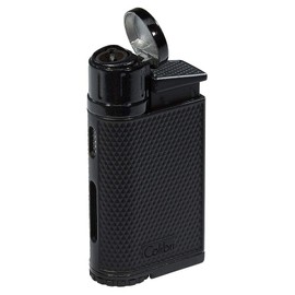 Colibri EVO Angled Single Jet Flame Butane Lighter, Windproof & Refillable, User-Friendly with Pachmayr Grip, Blue Fuel Window and Adjustable Flame - Sleek Design (Red)
