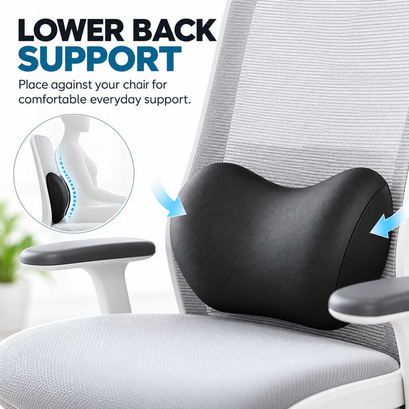Ergonomic Lumbar Support Pillow, Memory Foam Back Cushion for Car