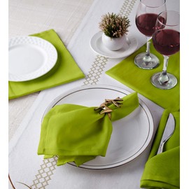Encasa XO Cotton Cloth Napkins | Set of 12 | Size 43x43 cm | Lime Green Solid Color | Machine Washable
