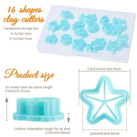 ORIGACH 16 Pcs Ocean Animal Clay Cutters, Dolphin Seahorse Starfish Polymer Clay Cutter for Earring Making Sea Animals Clay Cutters for Jewelry Making