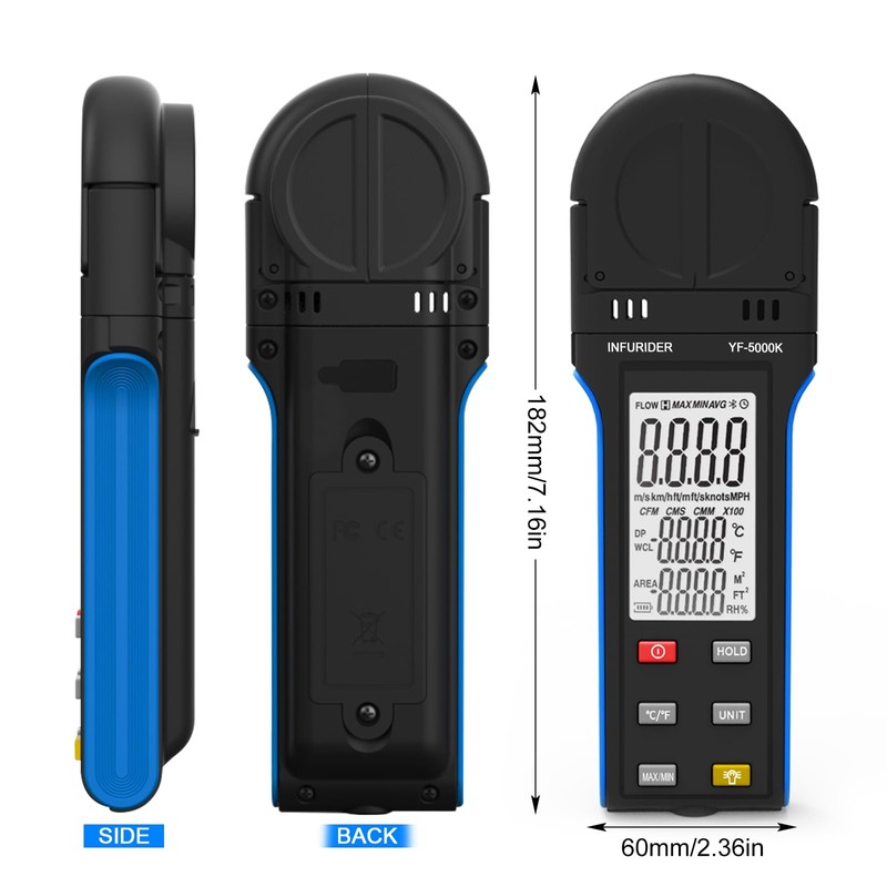 Digital Anemometer Wind Speed Meter, 6-in-1 Wind Gauge for Velocity/Temperature/Relative