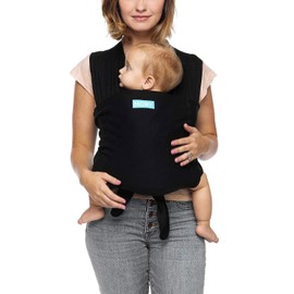 Fular para Bebé Moby Fit Baby Carrier Wrap | Soporte de soporte y envoltura en uno para madres, padres y cuidadores | Diseñado para recién nacidos, bebés y niños pequeños | El soporte puede llevar bebés de hasta 33 libras | Negro