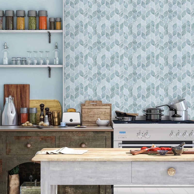 Tilingview 10 Pcs Leaf Design Peel and Stick for Kitchen