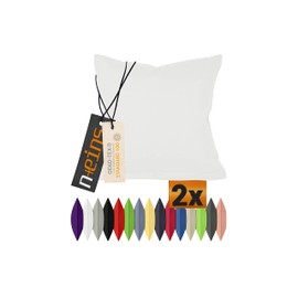 npluseins Double Pack Cotton Cushion Covers Modern Home Decoration in Simple Design, 40 x 40 cm, White