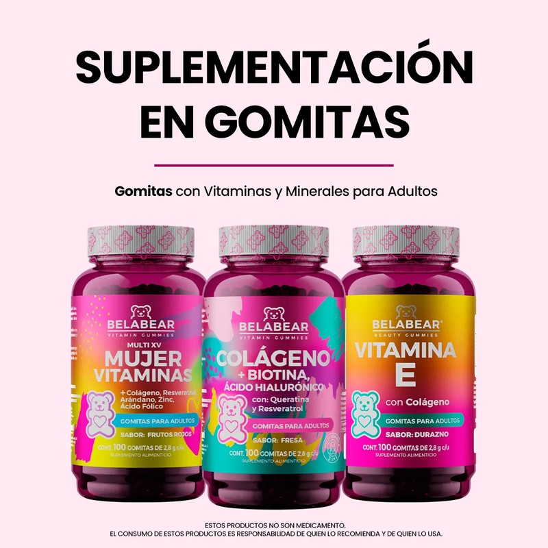 Pack x3 Gomitas de Colágeno | Suplemento Sabor Fresa, Durazno,
